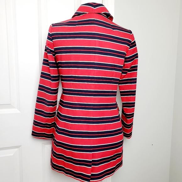 Banana Republic Red & Blue Striped Nautical Coat Gold Buttons - Picture 8 of 15